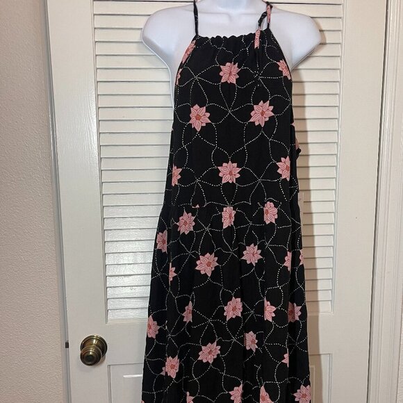 SO Dresses & Skirts - NWT SO Black Pink Floral Halter Maxi Dress XL